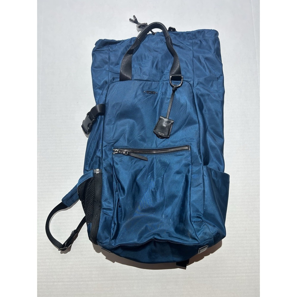TUMI Voyageur Fern Drawstring Backpack Green Nylon Packable Cinch Closure STAIN!
